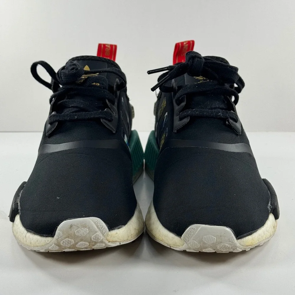 Adidas NMD R1 Core Black Floral Stripes Teal Accents Sneakers‎ FY3665 Mens 9